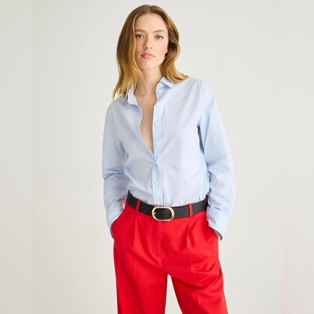 NWT J CREW Wren slim shirt in stretch cotton poplin in Blue Eoe - Picture 2 of 9